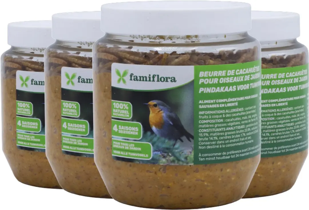 Famiflora vogelpindakaas meelwormen 4x 350GR
