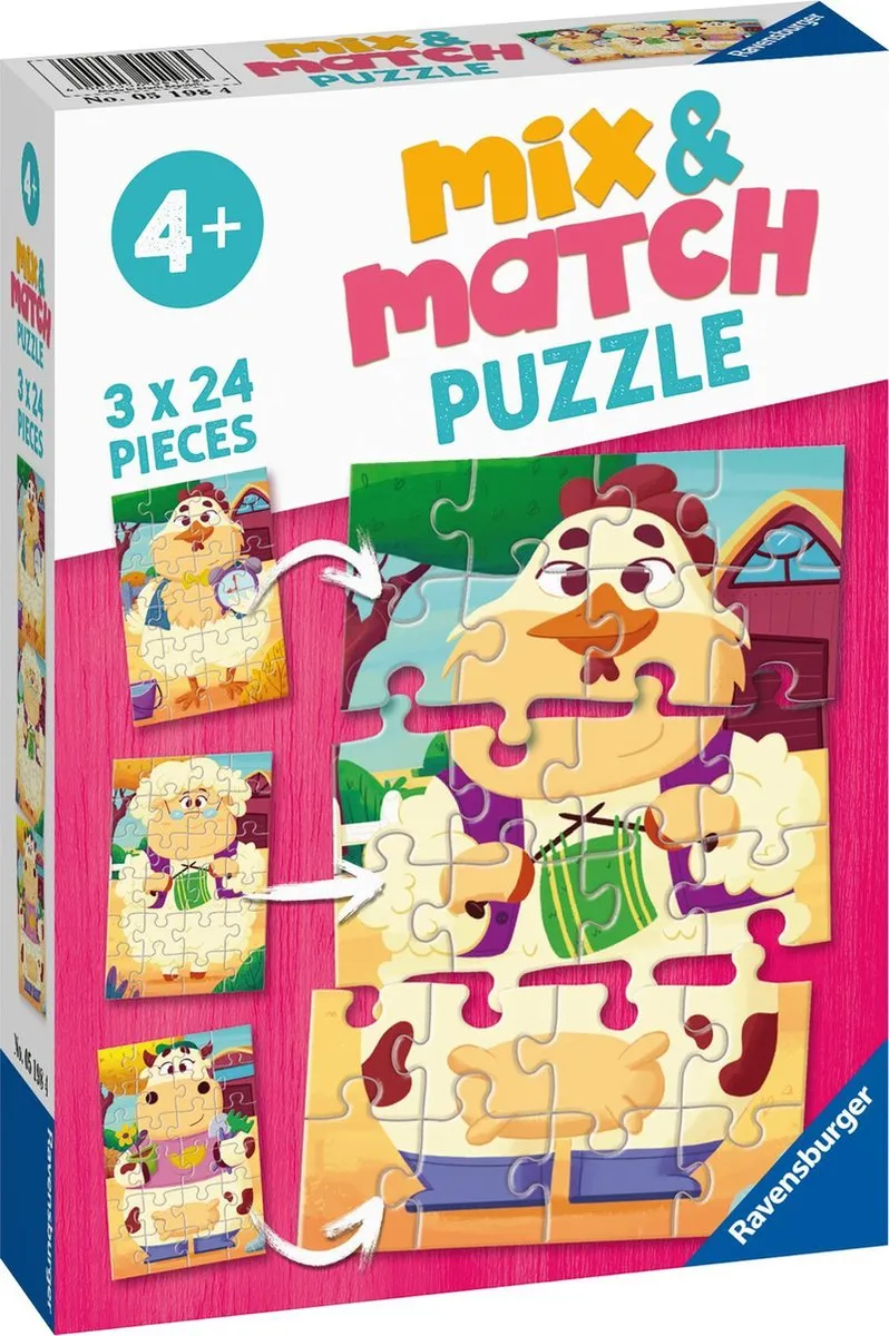 Ravensburger Mix & Match Puzzel Mijn Boerderijvrienden 3x24 Stuks