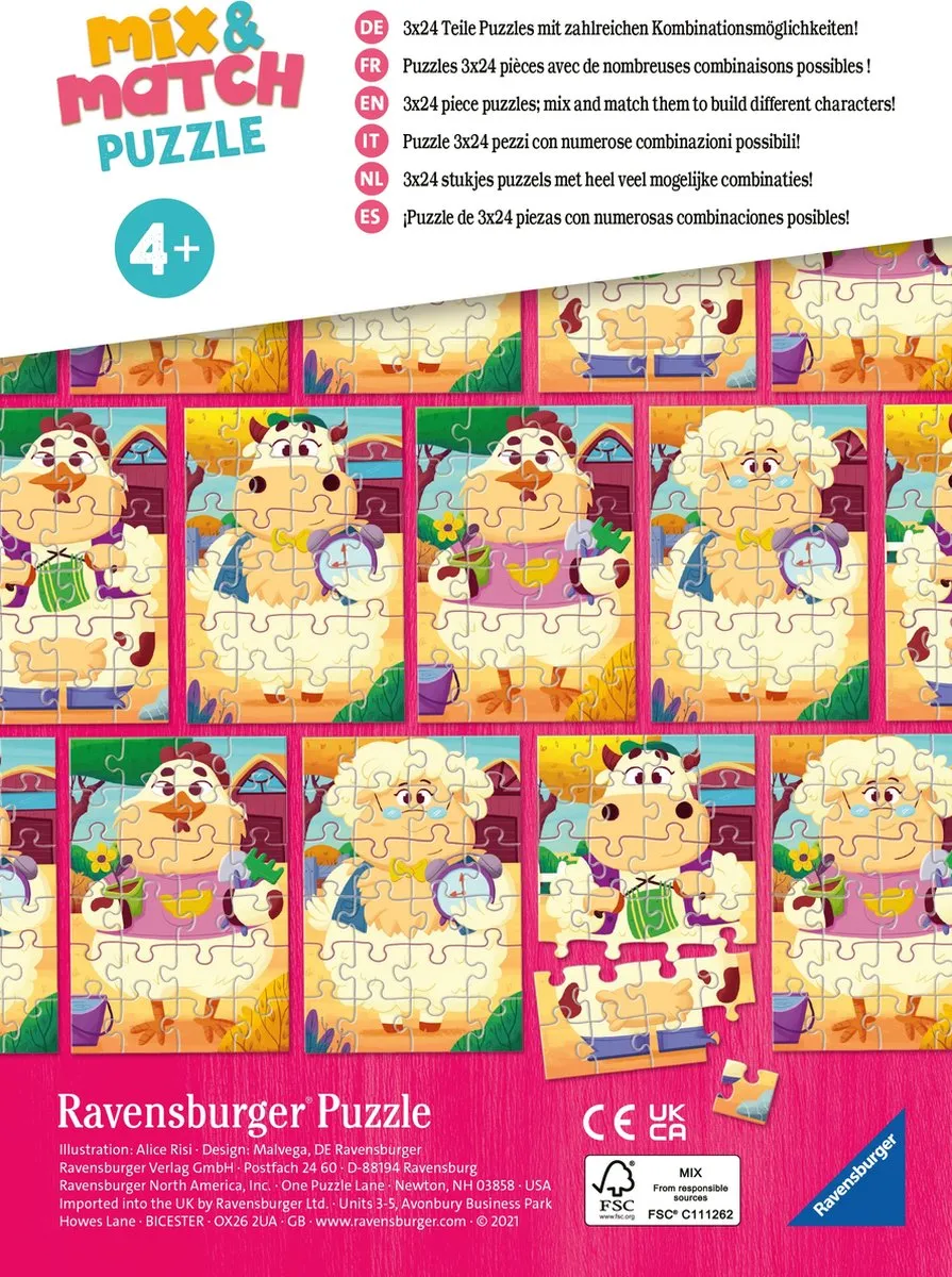 Ravensburger Mix & Match Puzzel Mijn Boerderijvrienden 3x24 Stuks - Multicolor