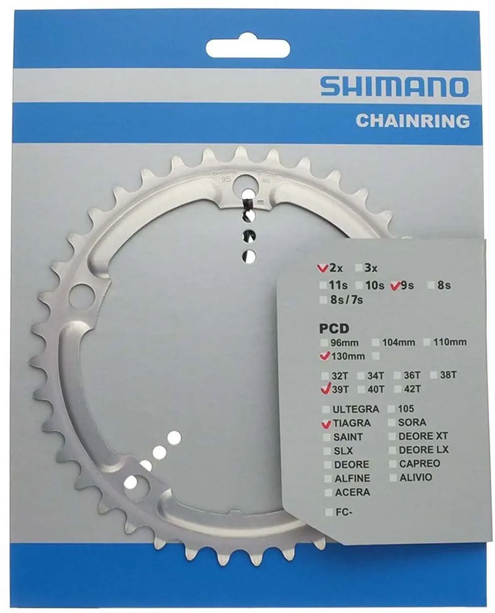 Shimano Tiagra FC-4500 Kettingblad 39T - 2x9-speed - 130mm Steekcirkel - Zilver - afbeelding 2 van 6