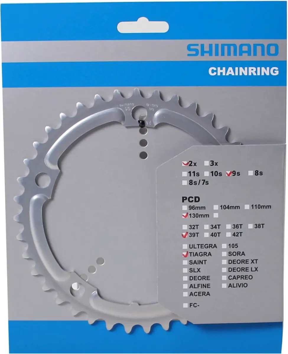 Shimano Tiagra FC-4500 Kettingblad 39T - 2x9-speed - 130mm Steekcirkel - Zilver - afbeelding 4 van 6