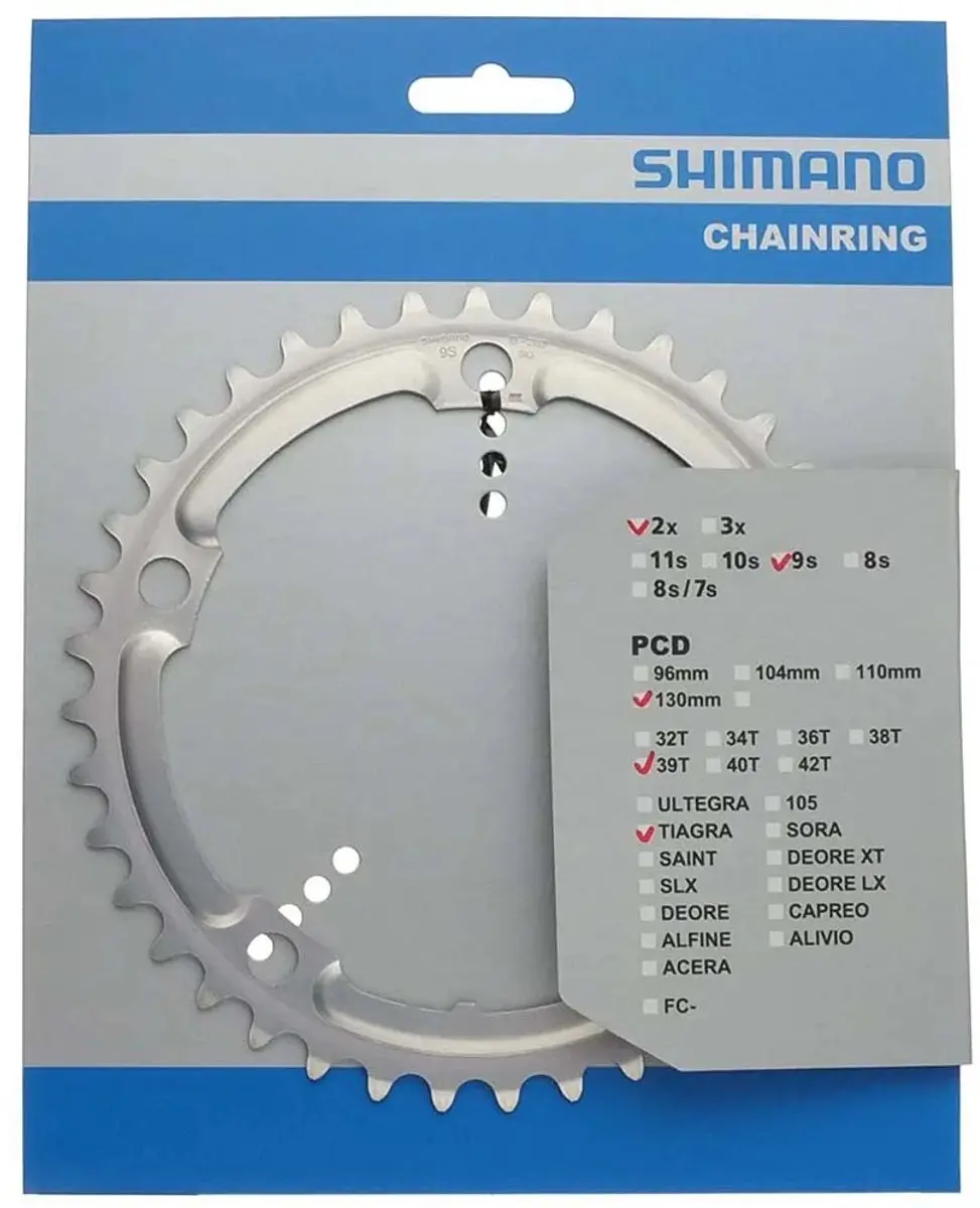 Shimano Tiagra FC-4500 Kettingblad 39T - 2x9-speed - 130mm Steekcirkel - Zilver - afbeelding 3 van 6