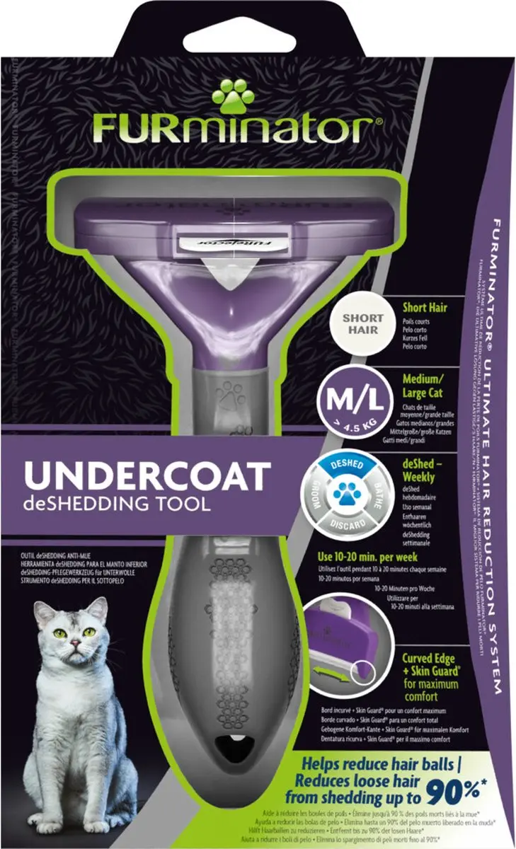 Furminator Kat Short Hair - L - Paars