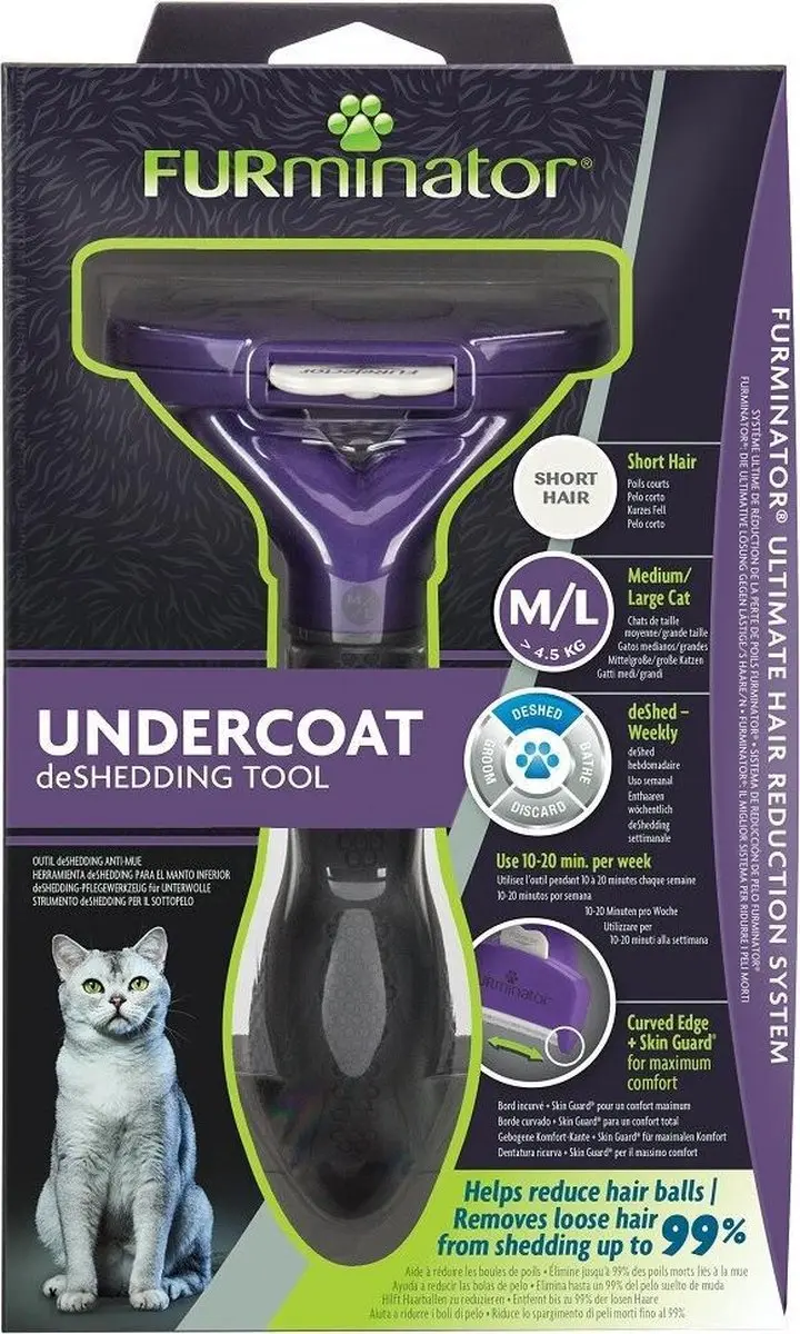 Furminator Kat Short Hair - L - Paars