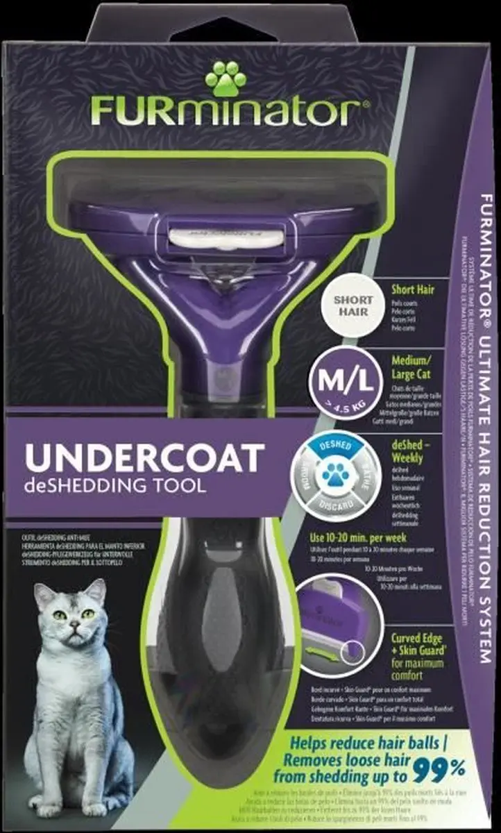 Furminator Kat Short Hair - L - Paars