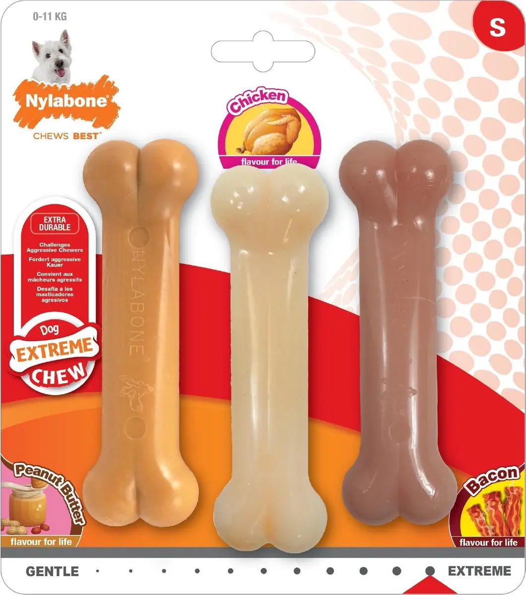 Nylabone Bot Extreme Triopak Pinda/Kip/Bacon S