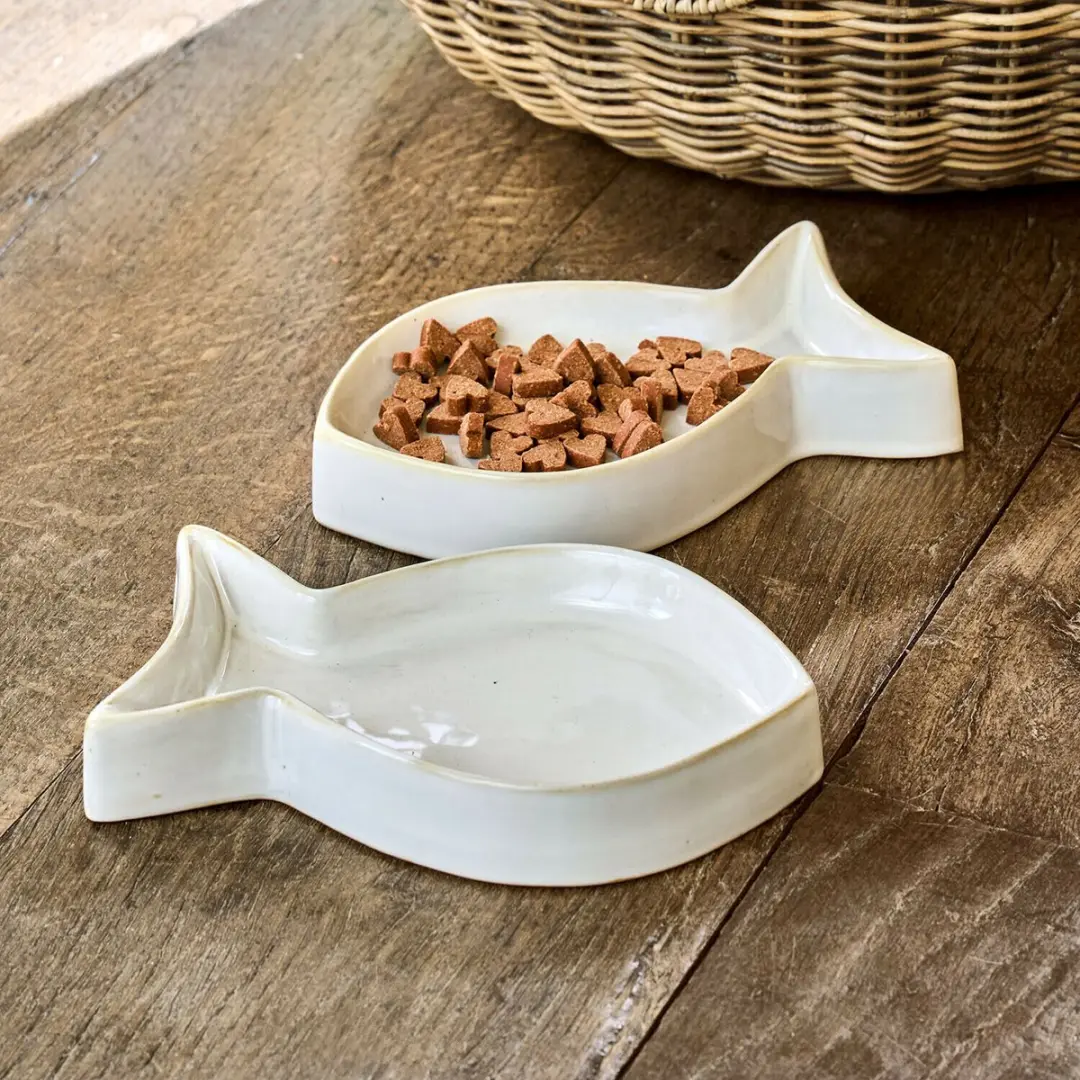 Loberon Felluna Voerbakjes Set - 2 Stuks - Crème