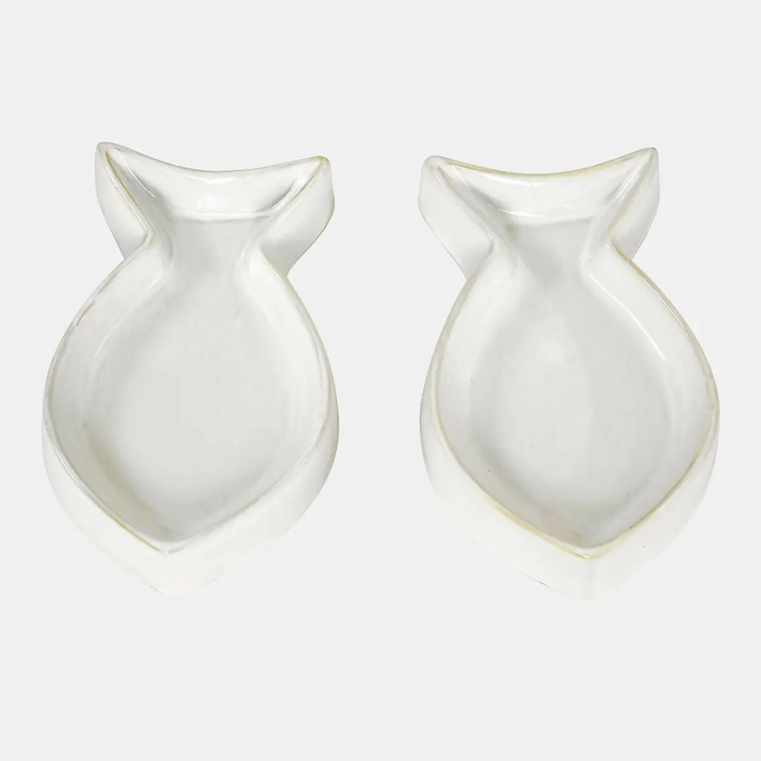 Loberon Felluna Voerbakjes Set - 2 Stuks - Crème
