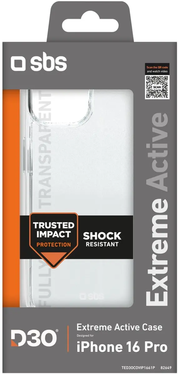 SBS Extreme Active D3O iPhone 16 Pro Hoesje - Transparant - afbeelding 2 van 6