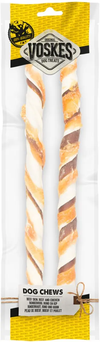 Voskes Hondensnack Stick Runderhuid Rund & Kip 40cm