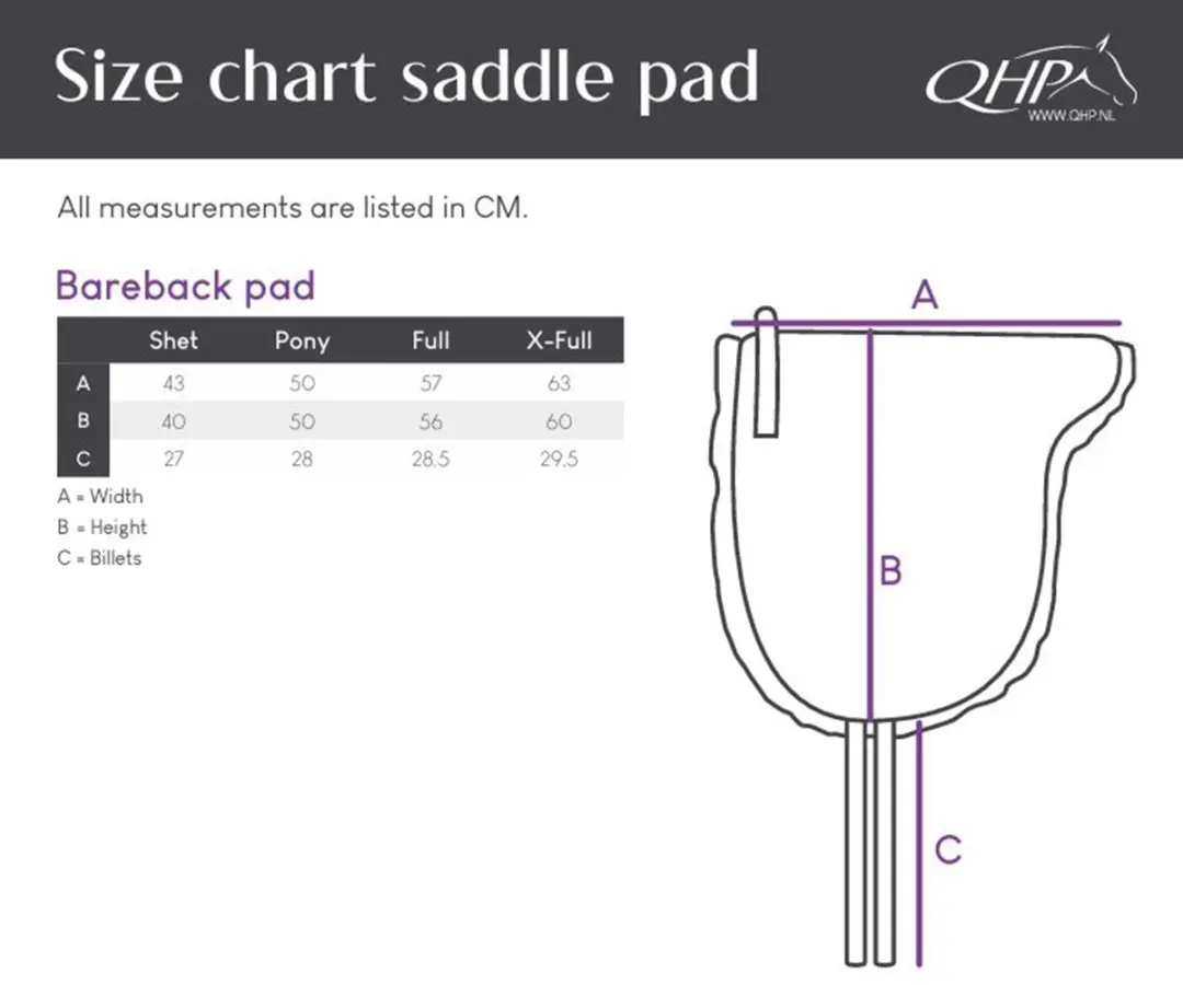 QHP Bareback Pad Full - Zwart