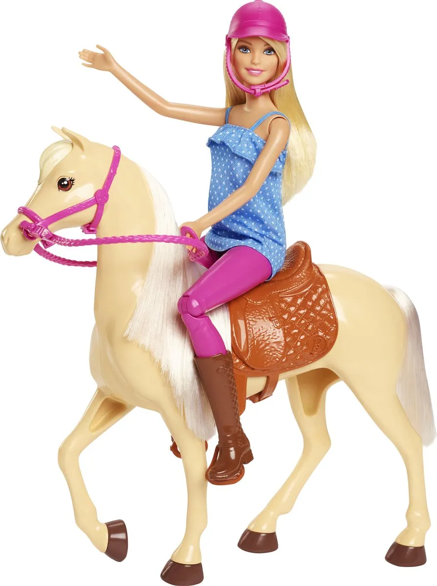 Barbie Paardrijset 30cm - Beige Paard