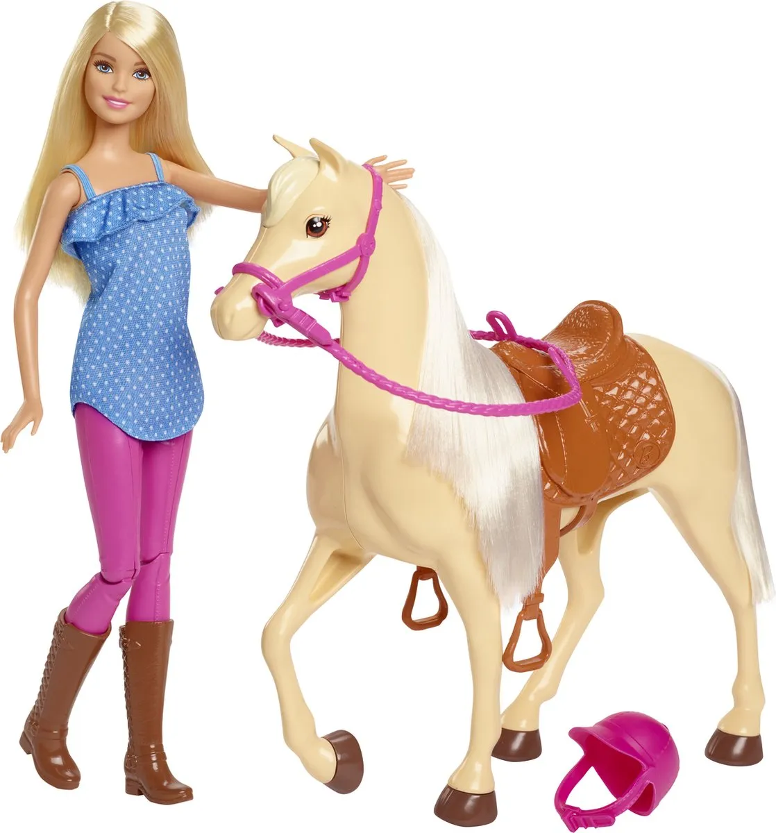 Barbie Paardrijset 30cm - Beige Paard