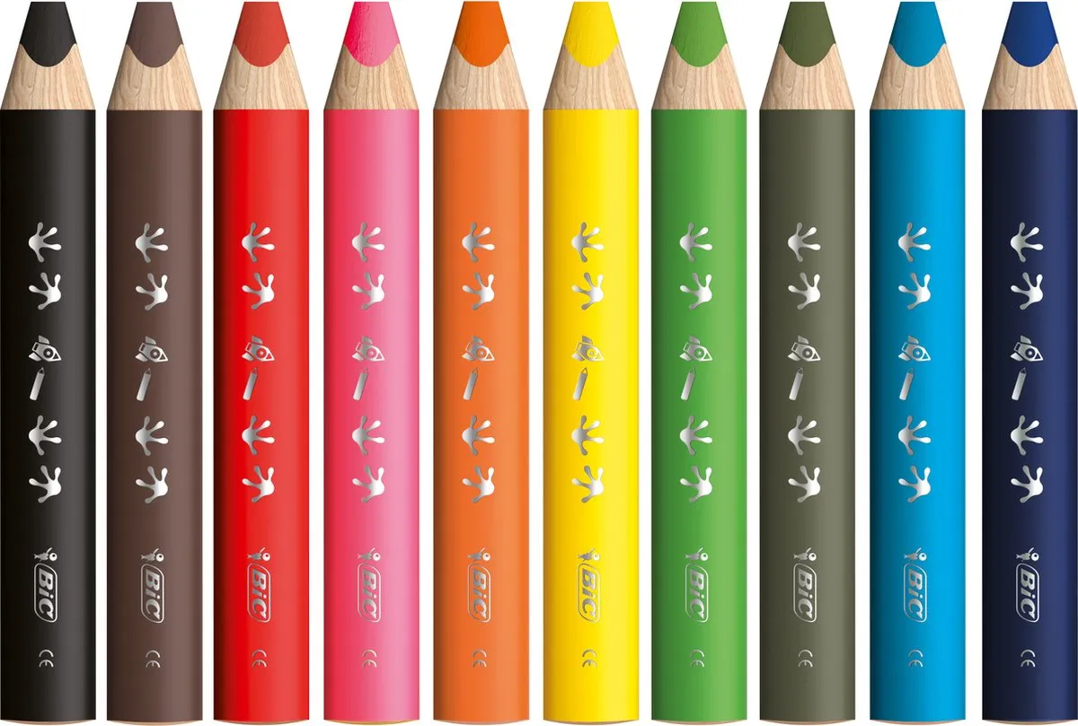 BIC Kids Multisurface Kleurpotloden - 10 Stuks - Assorti - afbeelding 2 van 6