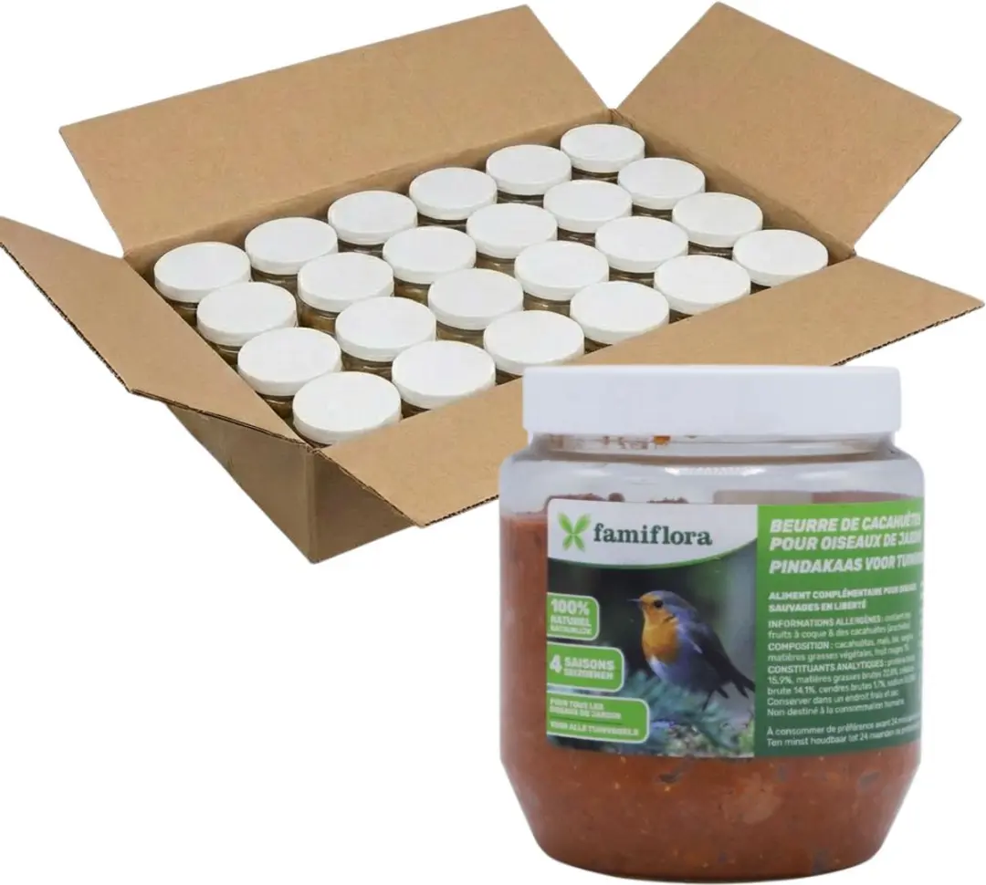 Famiflora vogelpindakaas voor tuinvogels bosvruchten 24x 350GR