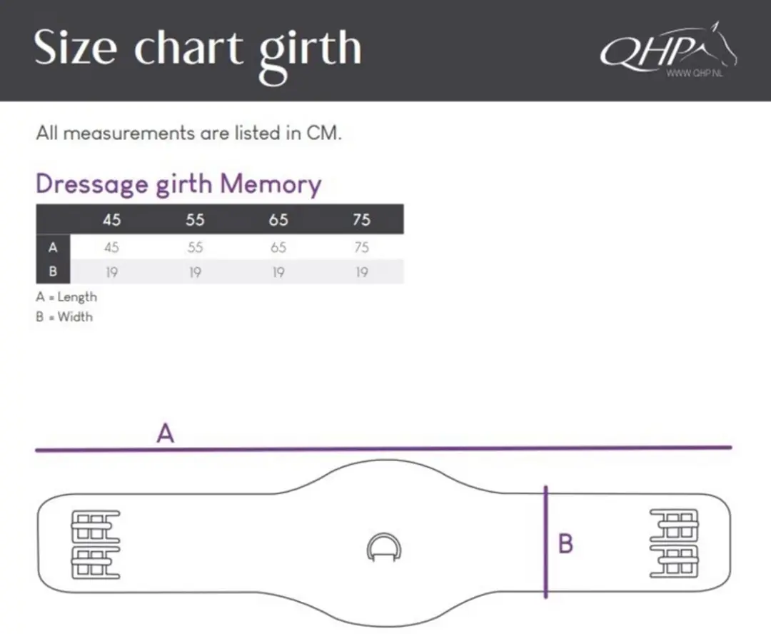 QHP Dressuursingel Memory 45cm - Zwart