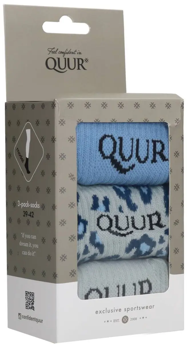 QUUR Qlivia Sport Sokken - 3-pack Lichtblauw
