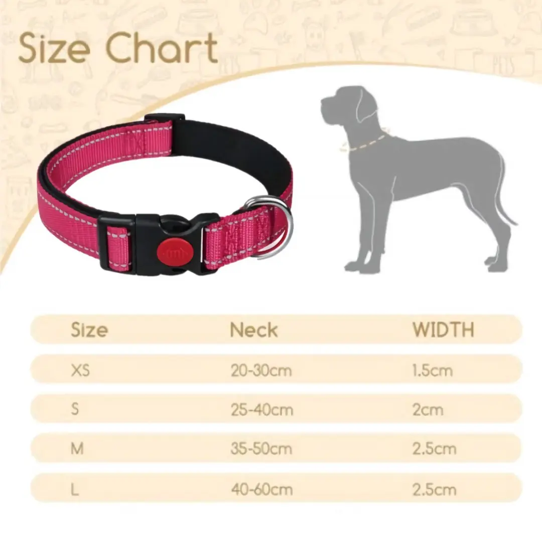 Nobleza Hondenhalsband Reflecterend Roze - Maat L