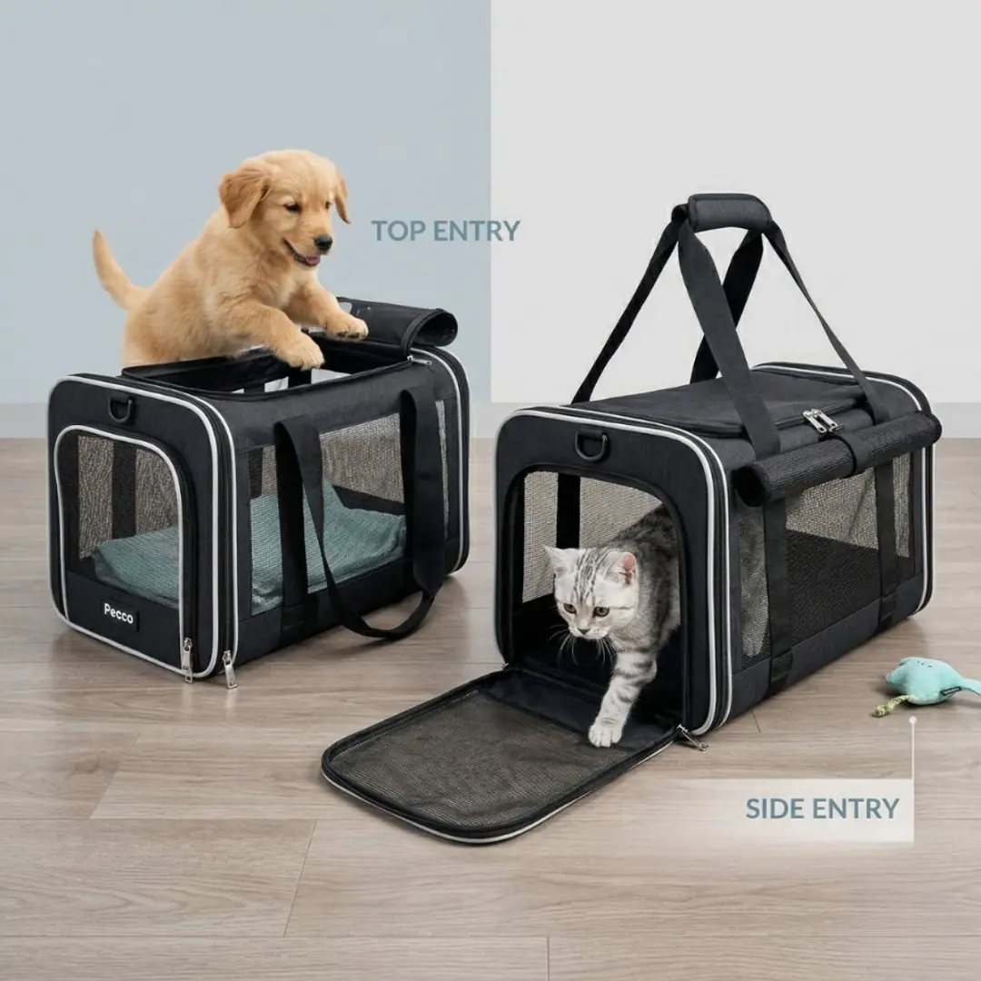 Pecco Luxe Draagtas Honden/Katten tot 9kg - Zwart