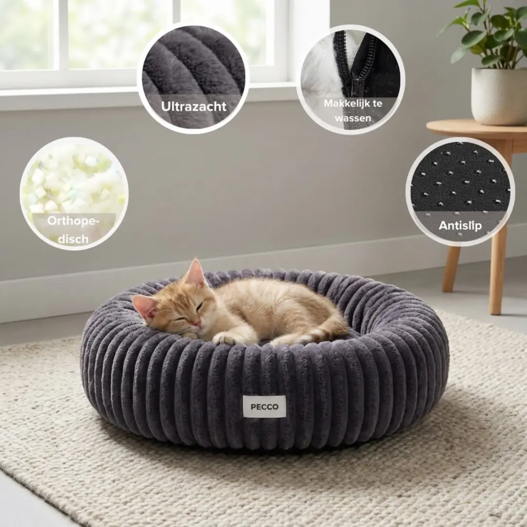 Pecco Orthopedische Donutmand 50cm - Donkergrijs