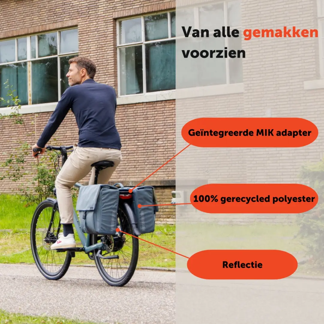 New Looxs Tulum Double MIK Dubbele Fietstas 32L - Grijs-Groen - afbeelding 3 van 6