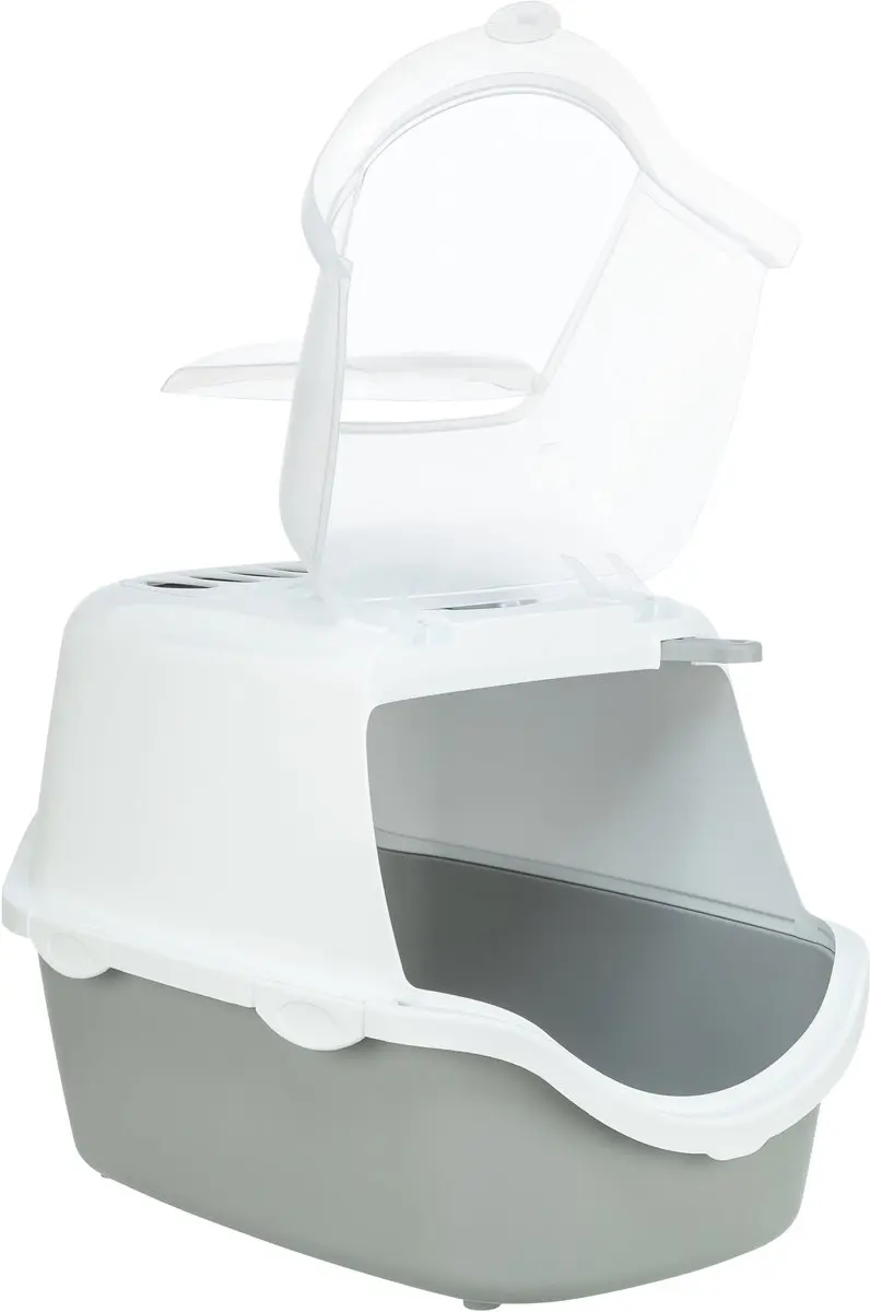 Trixie Kattenbak Vico Open Top Met Kap 56x40x40cm - Lichtgrijs/Wit