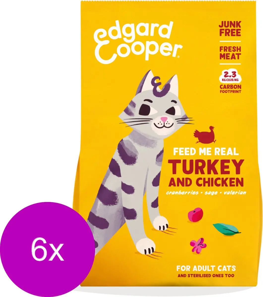 Edgard & Cooper Kattenvoer Adult Kalkoen Kip 325g
