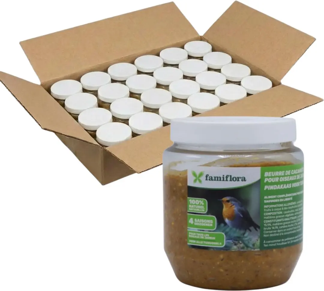 Famiflora vogelpindakaas voor tuinvogels appel 24x 350GR