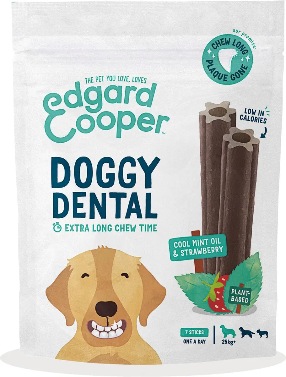 Edgard & Cooper Doggy Dental Aardbei&Munt Hondensnacks L