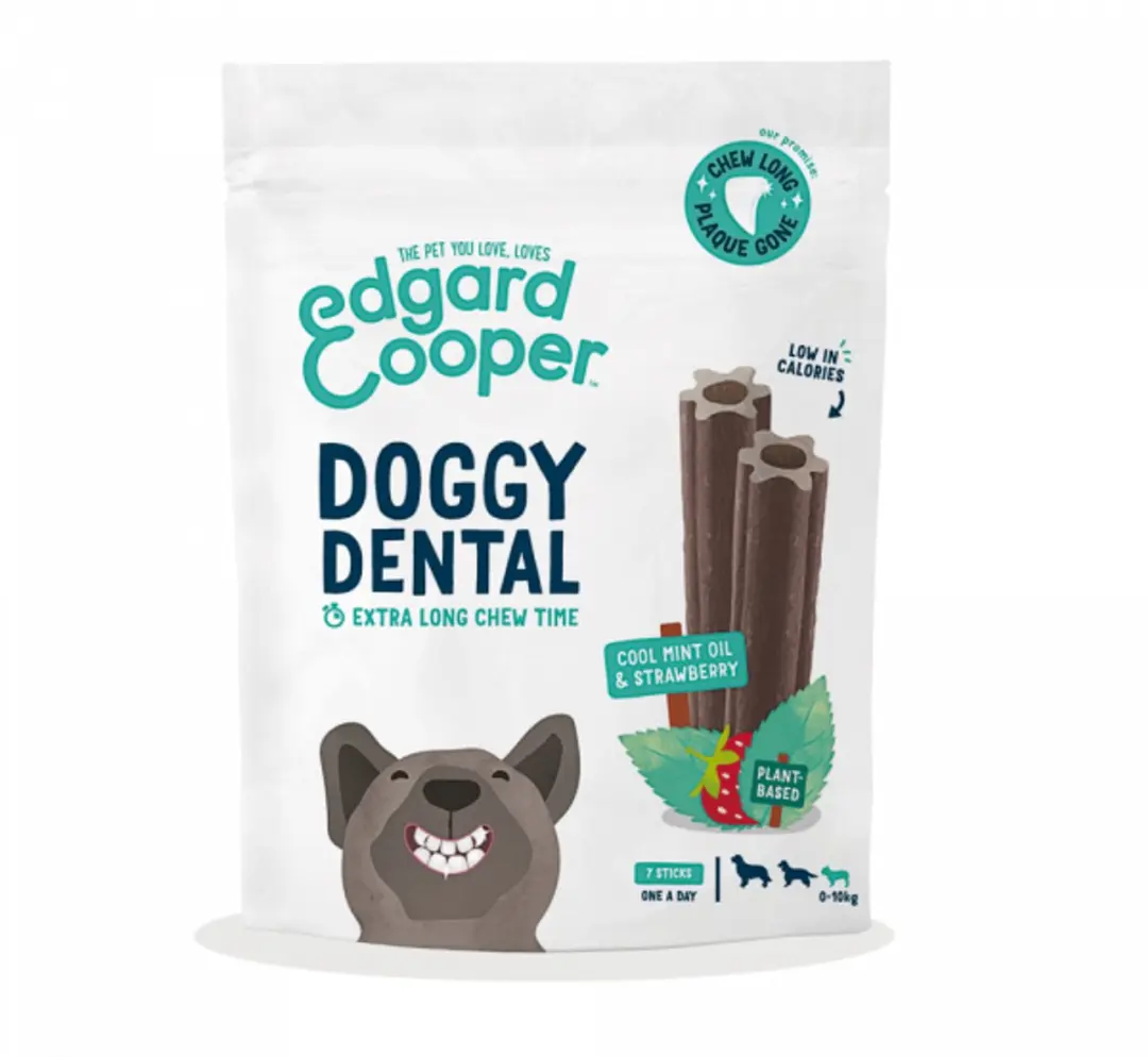 Edgard & Cooper Doggy Dental Aardbei&Munt Hondensnacks L