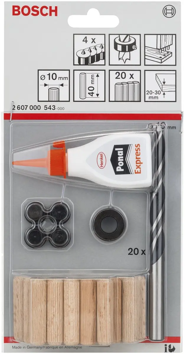 Bosch Houtdeuvelset 10x40mm 2607000543 - 27-delig - afbeelding 2 van 3