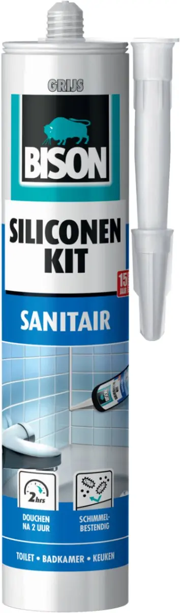 Bison Siliconenkit Grijs 300ml - Waterbestendig & Schimmelwerend