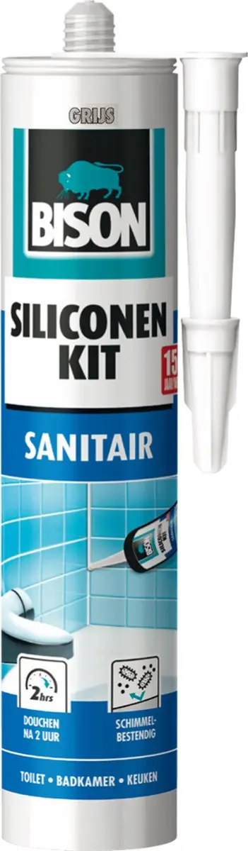 Bison Siliconenkit Grijs 300ml - Waterbestendig & Schimmelwerend