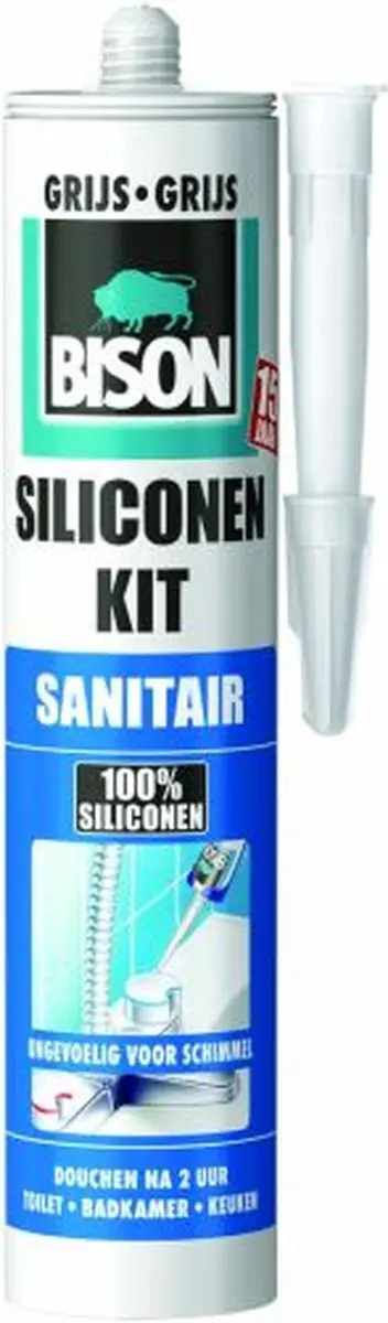 Bison Siliconenkit Grijs 300ml - Waterbestendig & Schimmelwerend