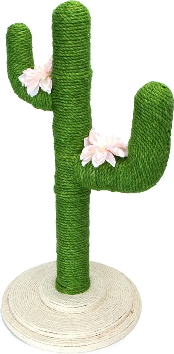 Nobleza Krabpaal Cactus Groen 40x40x80cm - 3 Niveaus - 2 Ligplekken