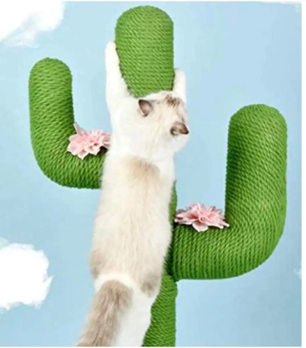 Nobleza Krabpaal Cactus Groen 40x40x80cm - 3 Niveaus - 2 Ligplekken