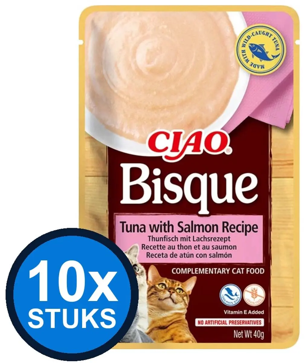 10x Ciao Bisque puree cat tuna&salmon 40gr