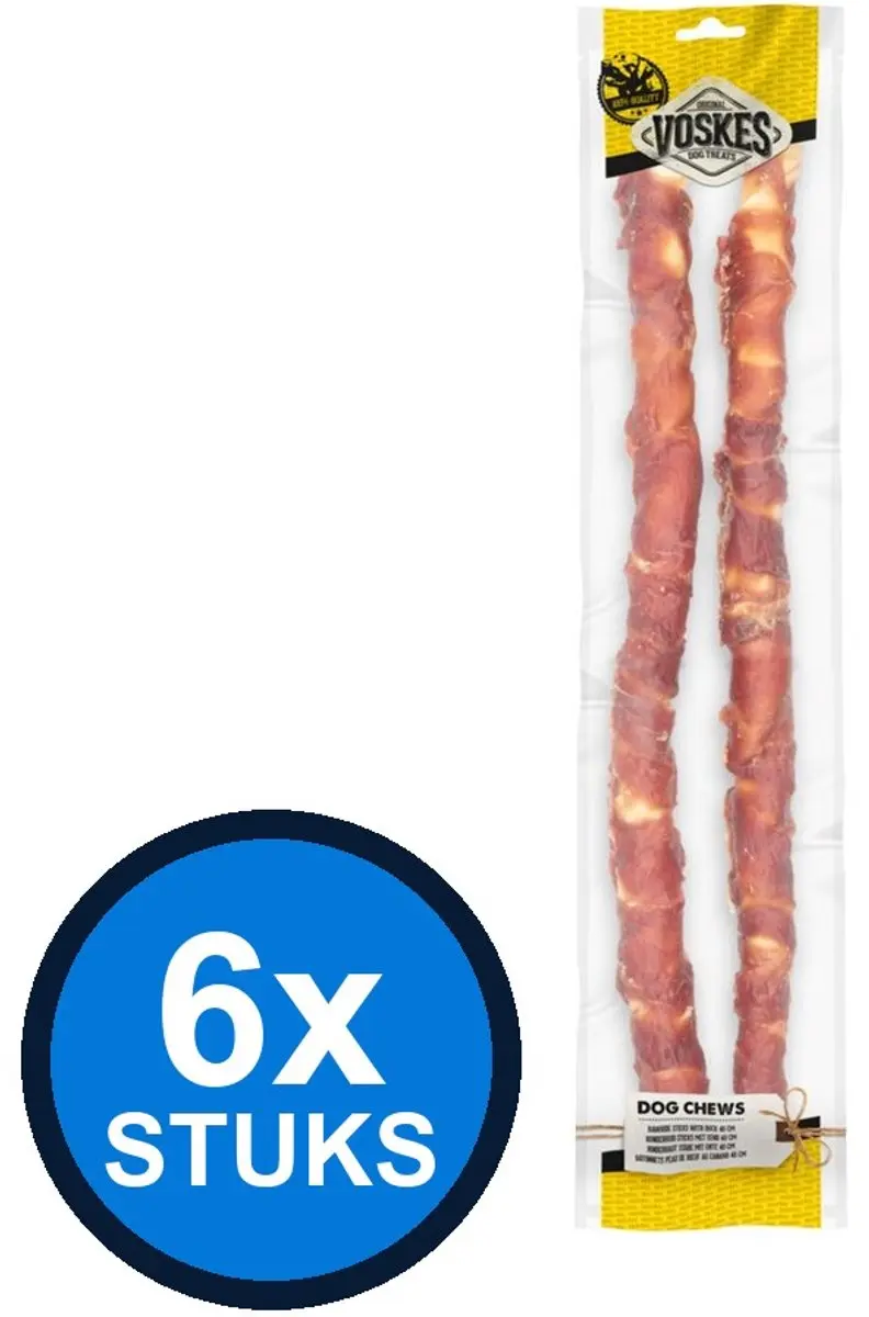 6x Voskes Runderhuid Sticks met Eend