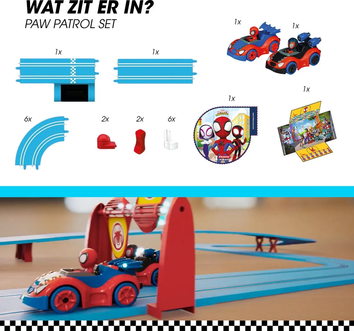 Carrera FIRST Racebaan Spiderman Spidey Amazing Friends CAR20063049 - 2,4m - 10-delig - Multicolor