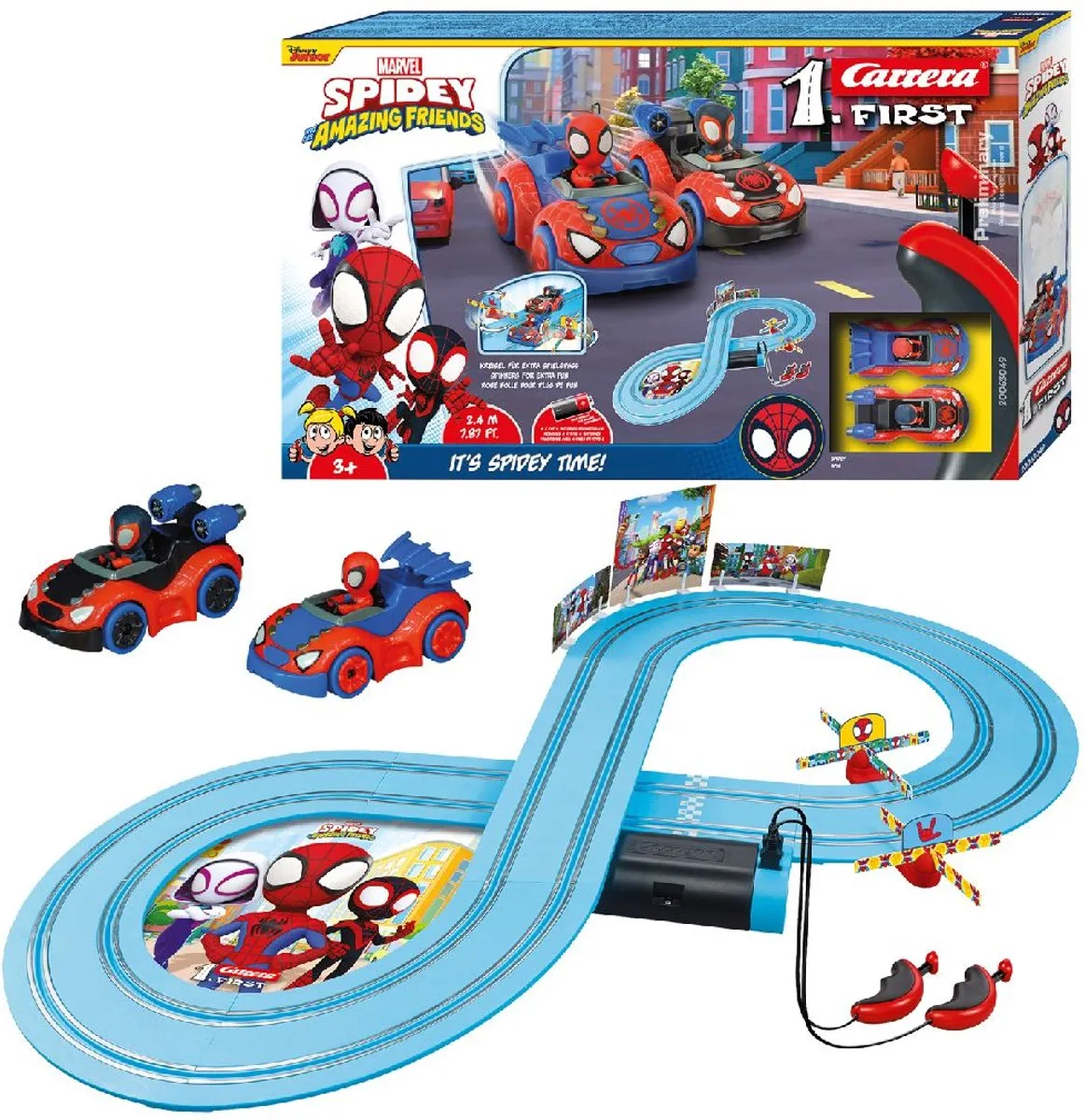 Carrera FIRST Racebaan Spiderman Spidey Amazing Friends CAR20063049 - 2,4m - 10-delig - Multicolor