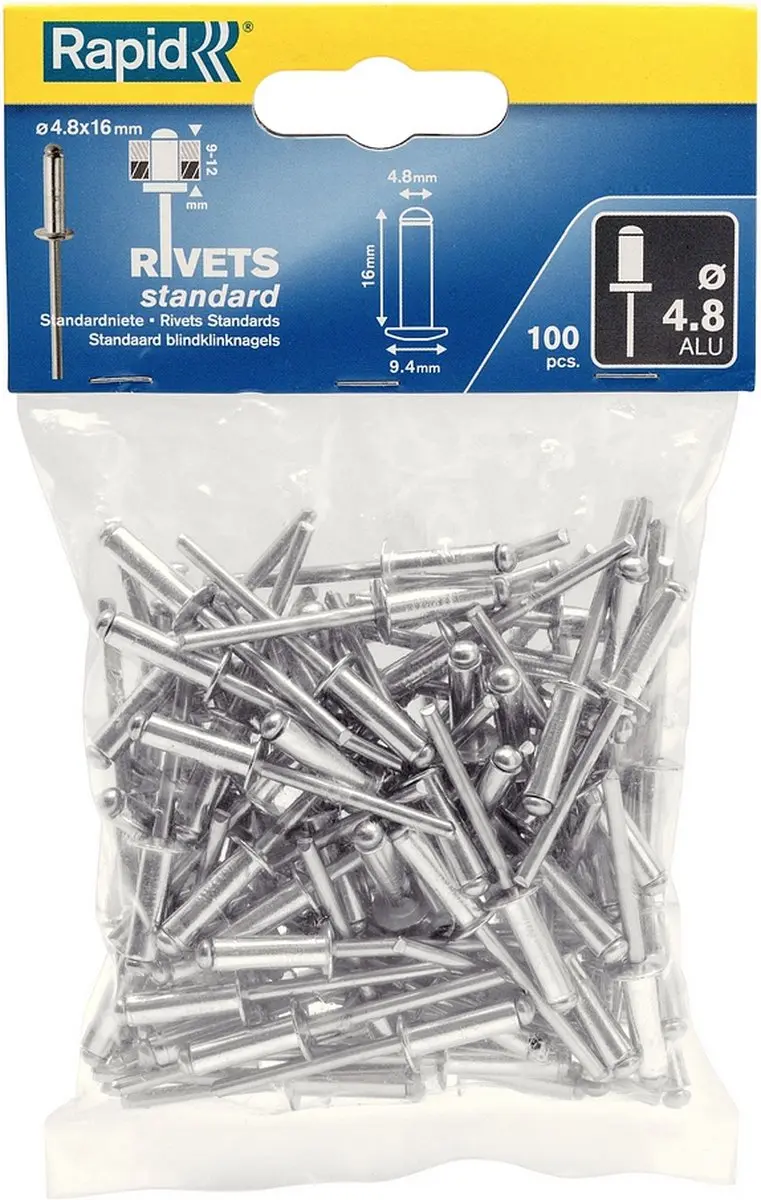 Rapid Blindklinknagels Ø 4,8 x 16mm - 100 Stuks - Wit