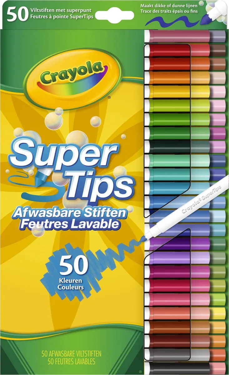 Crayola Supertips Viltstiften 50 Stuks - Wasbaar - Veelkleurig