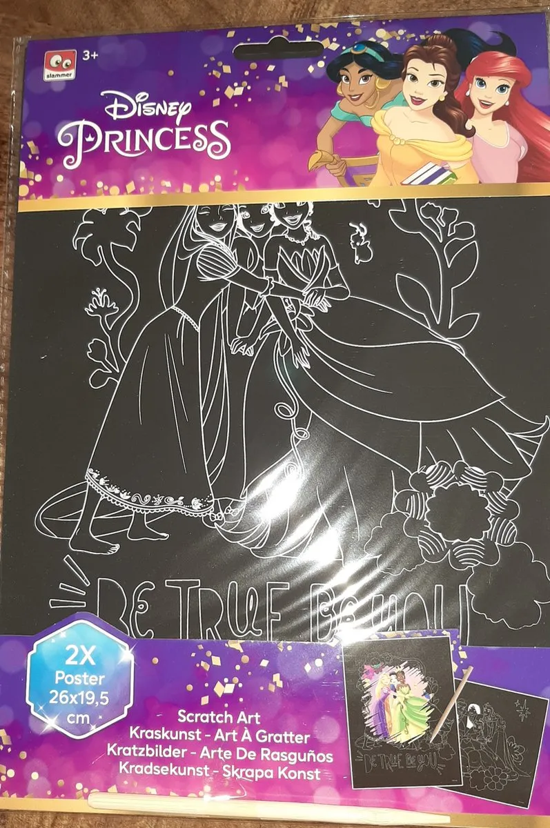 Disney Princess Scratch-Kras Posterset - 2x 26x19,5cm - Roze