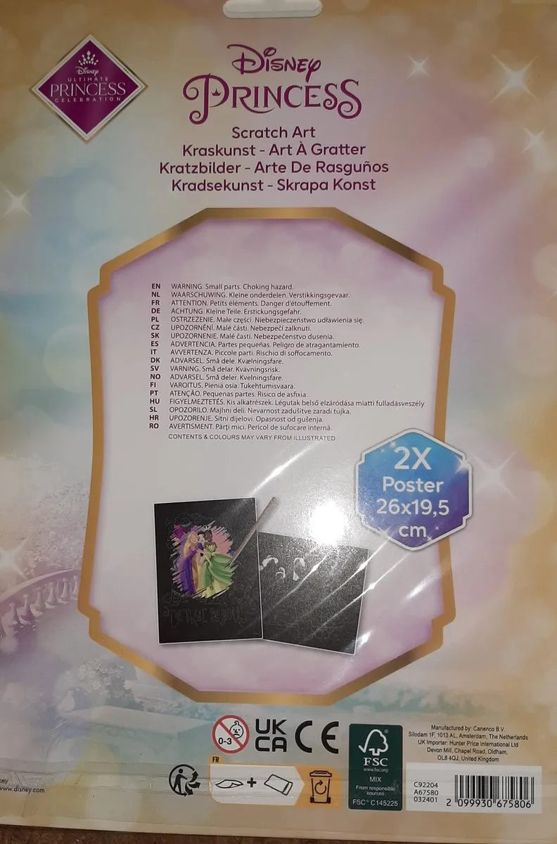 Disney Princess Scratch-Kras Posterset - 2x 26x19,5cm - Roze