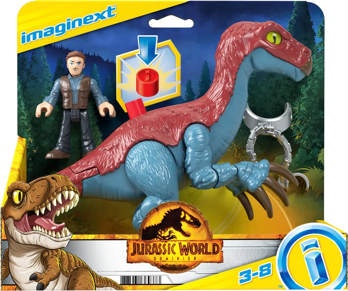 Fisher Price Jurassic World Therizinosaurus & Owen Speelfiguur - 3+ - afbeelding 6 van 6