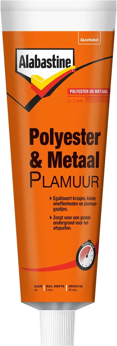 Alabastine Polyester & Metaal Plamuur Wit 125ml
