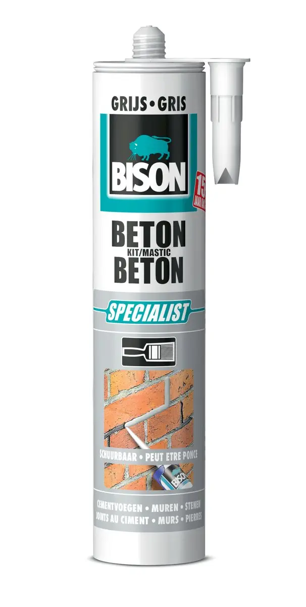 Bison Beton Kit grijs koker 310 ml, reparatiekit, voor brede scheuren en voegen,