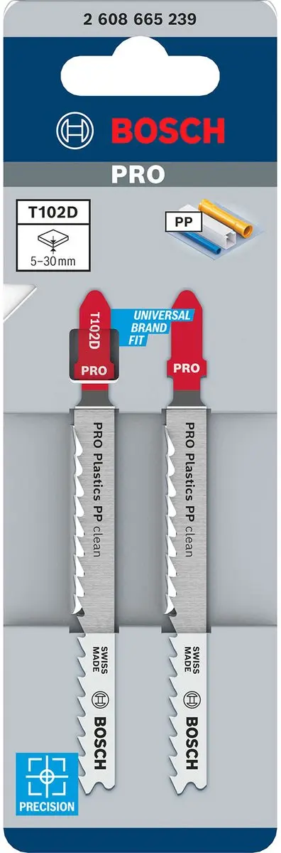 Bosch T Pro Plastics PP Clean T102D Zaagblad - 100mm - 2 Stuks - afbeelding 3 van 4