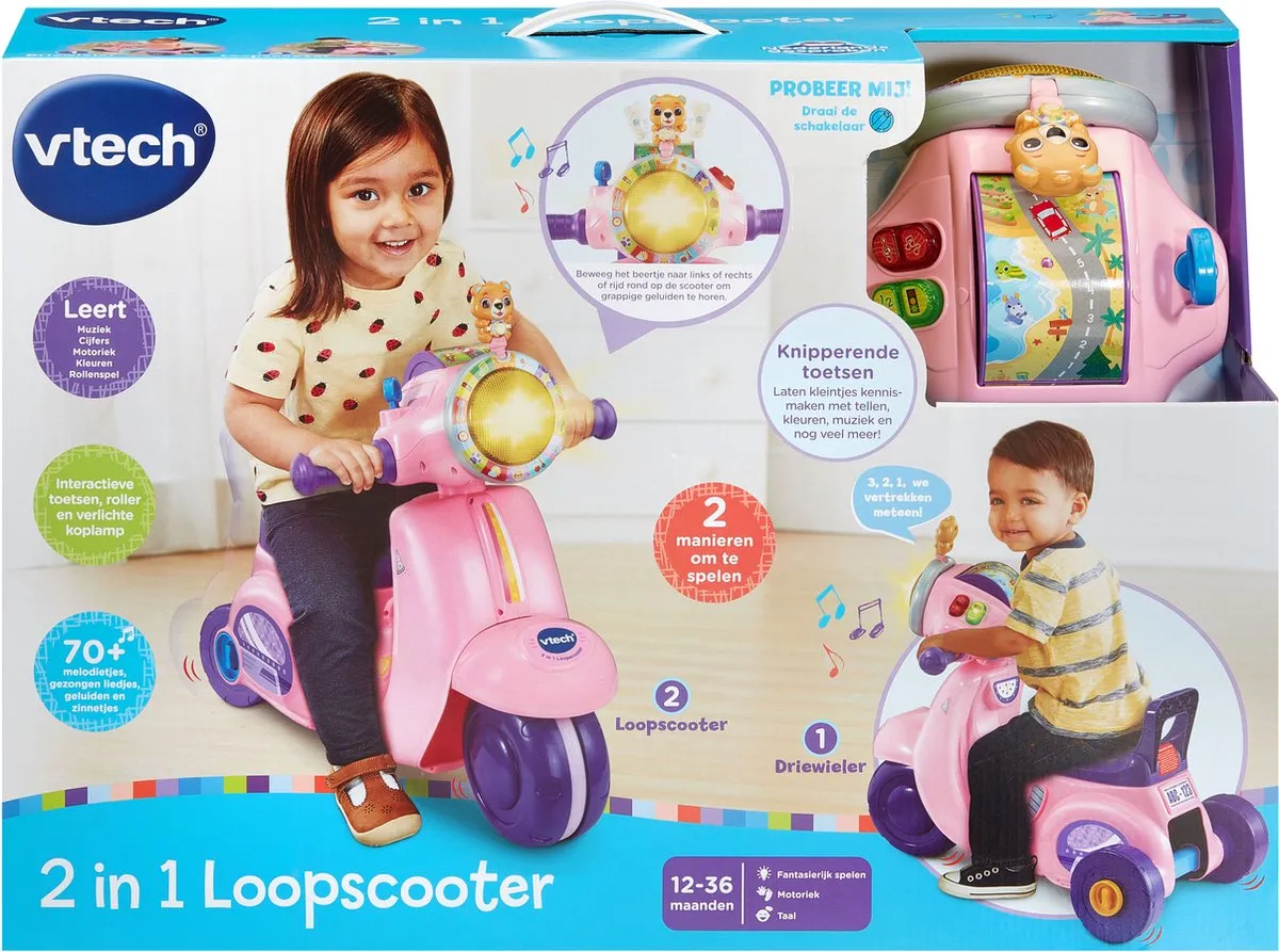 VTech 2-in-1 Loopscooter - Roze