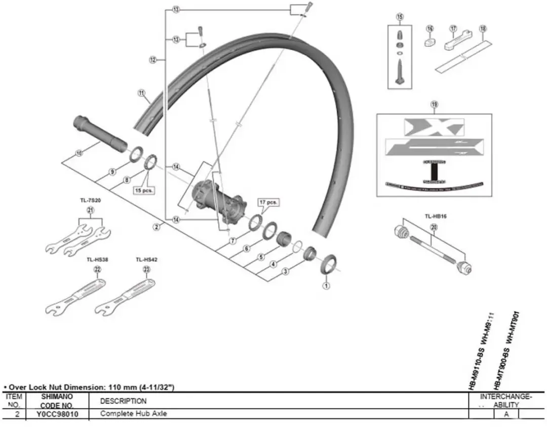 Shimano Front Axis M8000 Tubeless 29 Naafas - Zwart - afbeelding 2 van 2